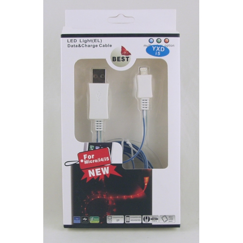 Шнур для IPHONE5 с подсвет. в кор. T-5