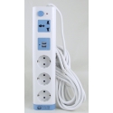 Сетевой удлинитель 3роз.+ 2USB+e/роз №4704 с выключат.
