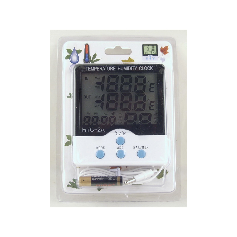 Термом. цифр. (внешний + внутр.) HTC-2A с гидрометром, часами