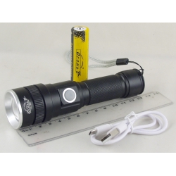 Фонарь светодиодный (1 мощ., акк.+ шнур microUSB H-711-P50 zoom 