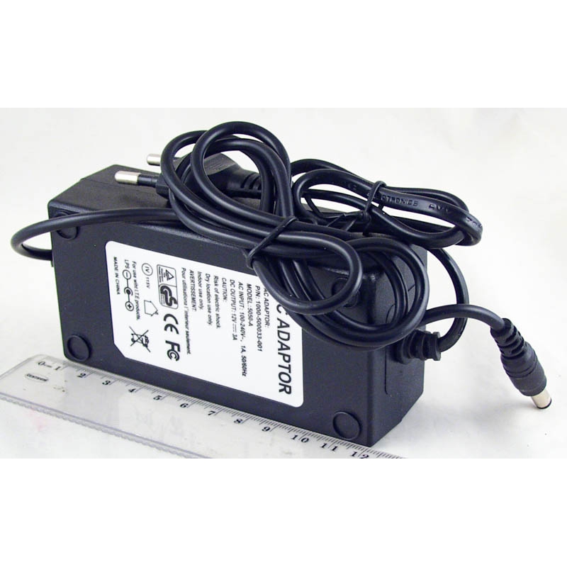 Блок питания для в/кам., DVD (3A 12V) №5050-A толст. шт. (5,5*2,5)