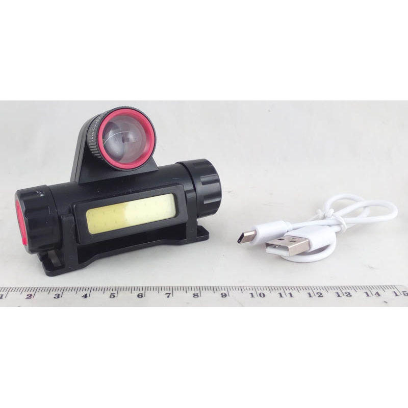 Фонарь головной (1 больш.+ 1 ярк. + аккум.+ шнур microUSB) YYC-101-2 с магнитом zoom