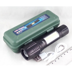 Фонарь светодиодный (1 мощ.+1 больш., акк.+  шнур microUSB) H-762-U zoom 