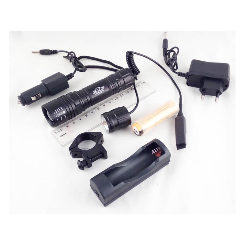 Фонарь светодиодный (1 мощ., акк.+ЗУ) 5000W HQ-706-T6 (на ружье) zoom 