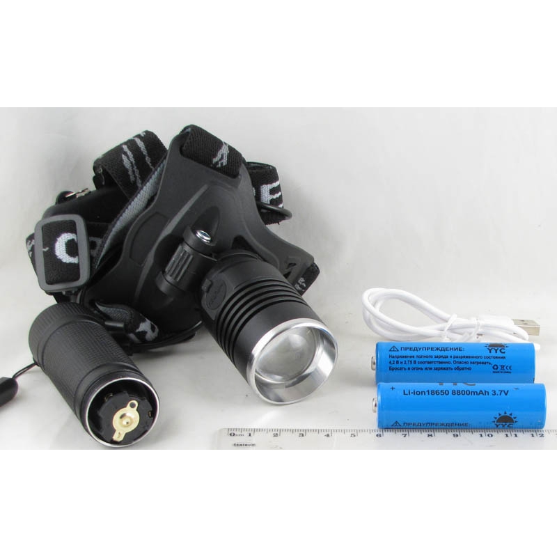 Фонарь головной/ручной (1 ярк.+ 2акк.+ шнур microUSB) YYC-TS26-T6 zoom 