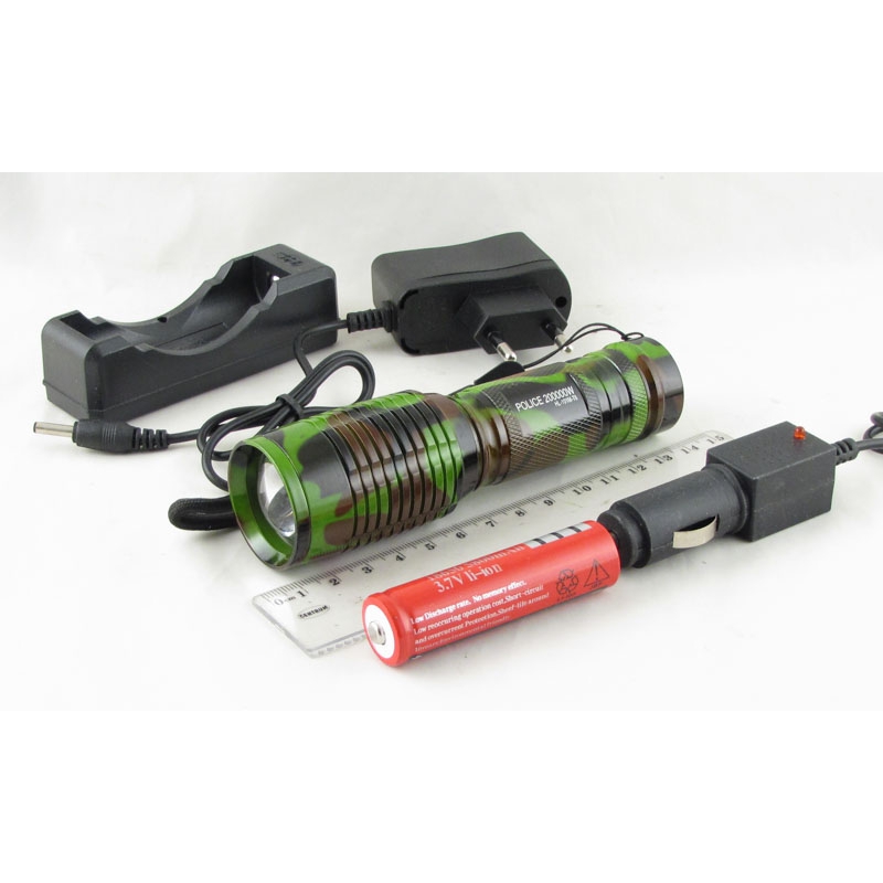 Фонарь светодиодный (1 мощ., акк.+ЗУ) 5000W HL-101M-T6 комуф., zoom