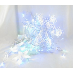 Гирлянда - штора (бахрома) светодиод. снежинки цветные 3м*1м 8реж. V-138C
