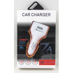 Зарядное устройство (4 USB,без шн.) 5V 2,1+1A+1A+1A прикур. KC-08 белый