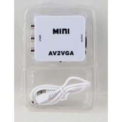 Переходник  AV2-VGA Mini 1080p (конвертер) белый ??