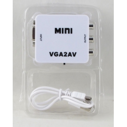 Переходник  VGA-2AV Mini 1080p (конвертер) белый ??