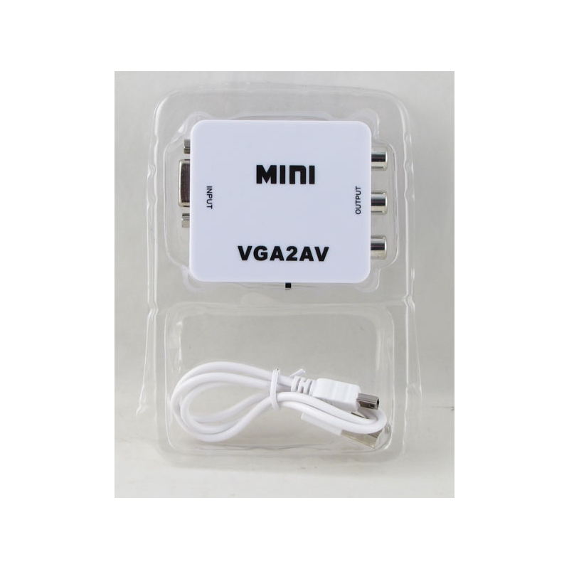Переходник  VGA-2AV Mini 1080p (конвертер) белый ??