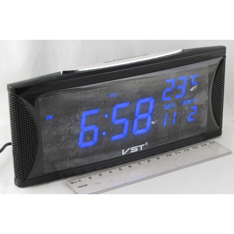 Часы-будильник электронные VST-719W-5 (синие циф.)