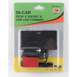 Разветвитель прикурив. (2 вых.+2USB) 2030 авто Olesson