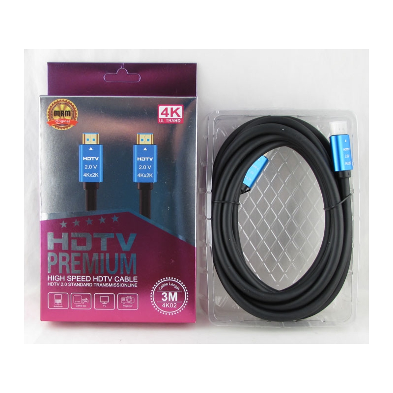 Шнур HDMI-HDMI 3м 4K 2.0 4K02 силиконовый высокоскоростной в коробке