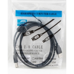 Кабель для принтера  1,5м DL-31 (A416) USB 2.0 A(M) - B(M) черный, с фильтром Шнур для принтера (штекер USB 2.0 AM - штекер BM) A-416 1,5м черный