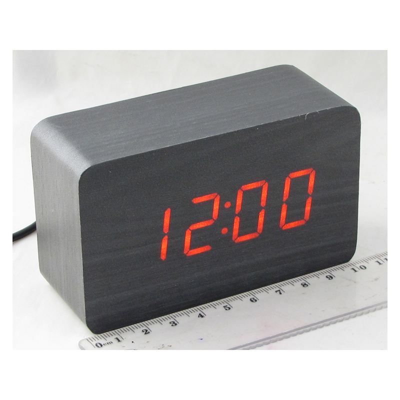 Часы-будильник электронные VST-863-1 (крас. циф.) черные