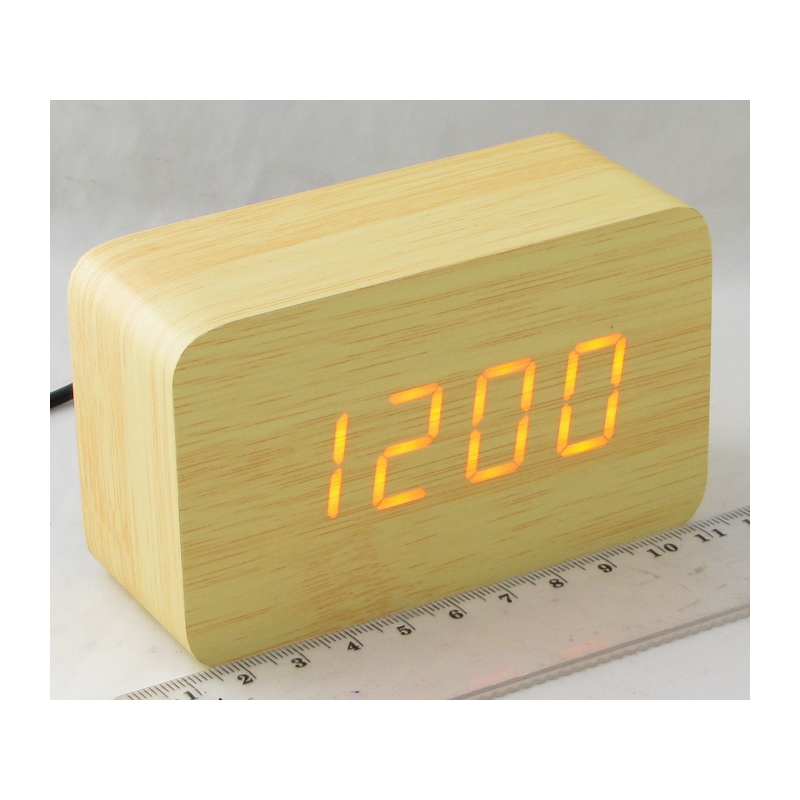 Часы-будильник электронные VST-863-1 (красные циф.) светло-коричневые дерев.