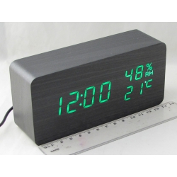 Часы-будильник электронные VST-862S-4 (ярко-зелен. циф.) черные