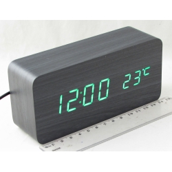 Часы-будильник электронные VST-862-4 (ярко-зелен. циф.) черный