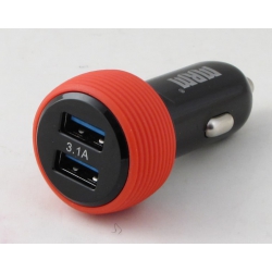Зарядное устройство (2 USB,без шн.) 5V 2,1/1A прикур. UN-31A красный ??