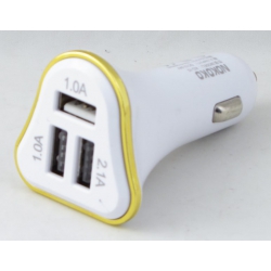 Зарядное устройство (3 USB,без шн.) 5V 2,1+1A+1A прикур. KO-15 золотистый