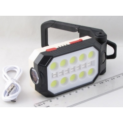 Фонарь светодиодный YD-1491 (10 л+1+ красный/синий, USB) с магнитом подвесной индикатр заряда