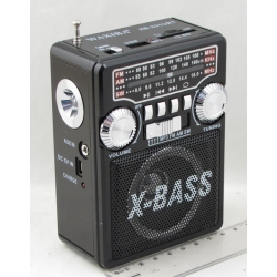 Радиоприёмник XB-331URT (FM/AM/SW) SD, USB (встроен. аккум., шнур microUSB) фонарь 