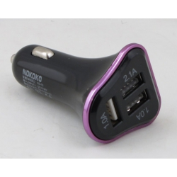 Зарядное устройство (3 USB,без шн.) 5V 2,1+1A+1A прикур. KO-15 черный