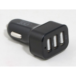 Зарядное устройство (3 USB,без шн.) 5V 2,1+1A+1A прикур. KO-14 черный ??