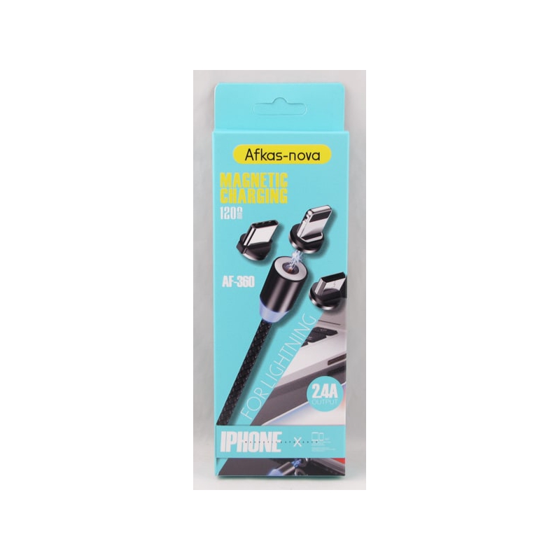 Кабель LIGHTNING 1м D-360-IP 2,4A магнитный Afkas-nova
