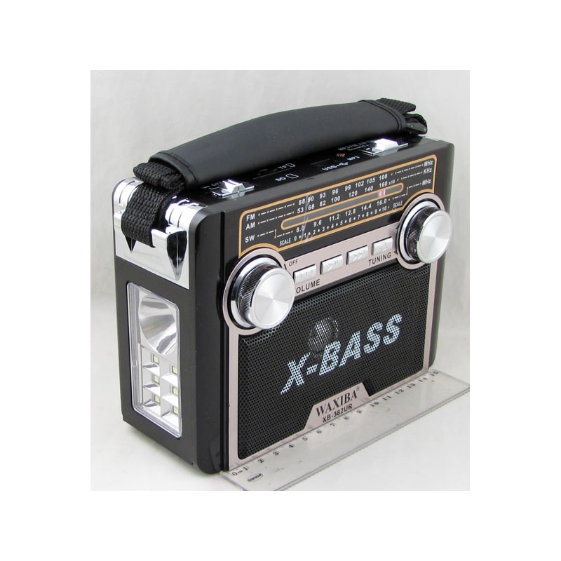Радиоприёмник XB-382URT (FM,AM,SW1) сетев./2R20, SD, USB, фонарь, встроен. аккум. ??