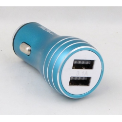 Зарядное устройство (2 USB,без шн.) 5V 2,1/1A прикур. KO-33 синий ??