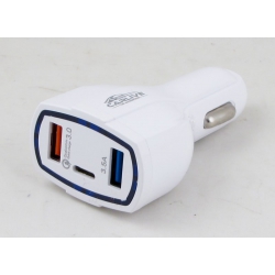 Зарядное устройство (USB, без шнура) 5V 3,1A MR-368A белое 2USB + PD 3.0 быстрая зарядка ??