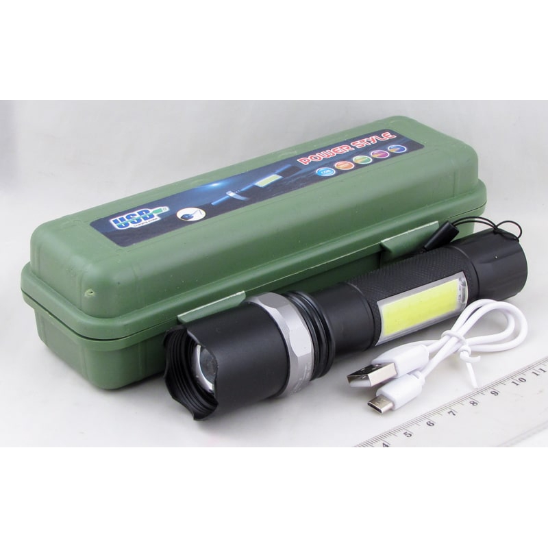 Фонарь светодиодный №9626 (1 мощ., акк.+ЗУ) 5000-6000W zoom, пласт. короб.