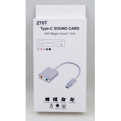 Внешняя звуковая карта Z-70T TYPE-C - 2*Jack 3,5 (микрофон + наушники)