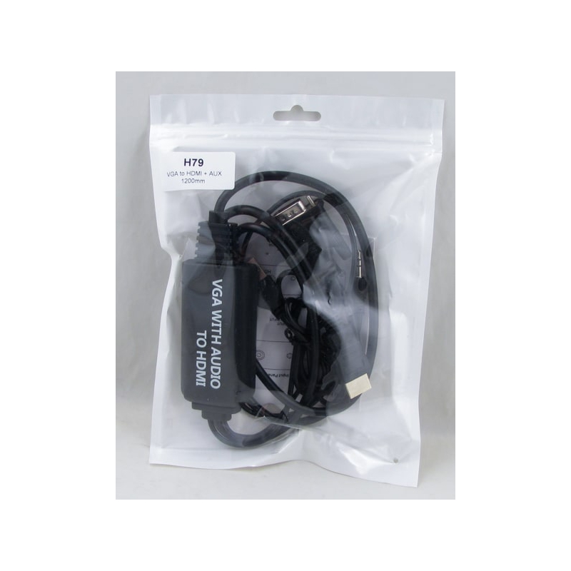 Шнур VGA - HDMI + AUX 1,2м H-79
