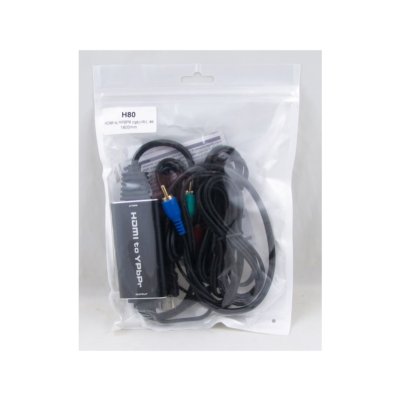 Шнур HDMI - YPBRP (RGB) + R/L 4K 1,8м H-80