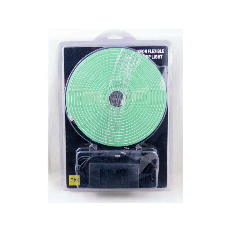 Светодиодная неоновая лента зеленая (с блоком питания) 5м блистер
