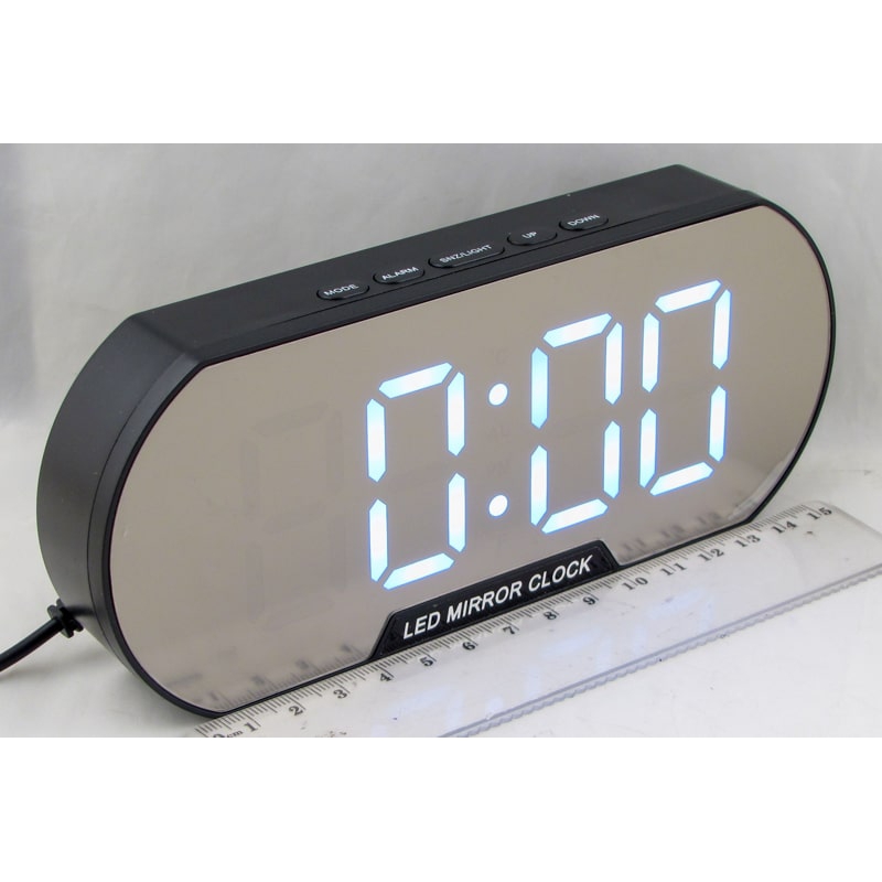 Часы-будильник электронные DS-6099 (белые цифры)