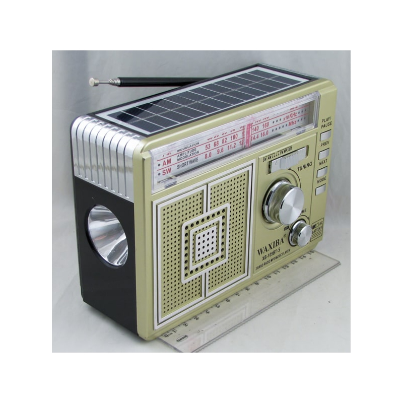 Радиоприёмник XB-109BT 3 band (FM/AM/SW) USB, SD, аккум. 18650, фонарь, Bluetooth 