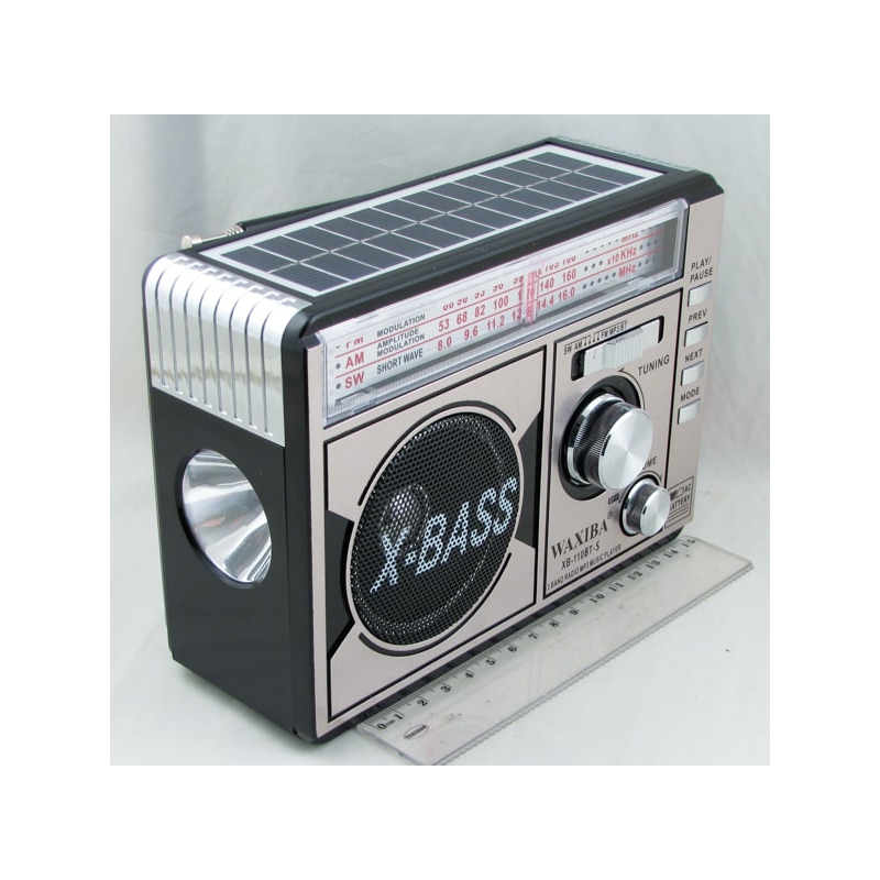 Радиоприёмник XB-110BTS 3 band (FM/AM/SW) USB, SD, аккум. 18650, фонарь, Bluetooth 