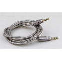 Шнур AUX (Джек 3,5 - Джек 3,5) 1м метал. M-299 серый