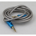 Шнур AUX (Джек 3,5 - Джек 3,5) 1м метал. M-299 синий