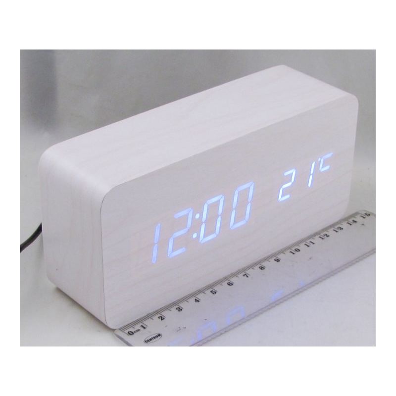 Часы-будильник электронные VST-862-5 (синие циф.) белые
