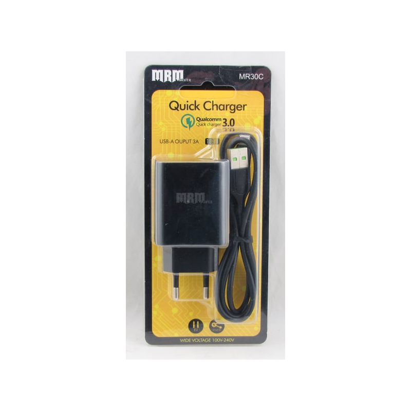 Сетевое зарядное устройство с кабелем LIGHTNING 1,2м 3,1A MR-30-IP5 черное, 1USB 3,0 быстр. зарядка