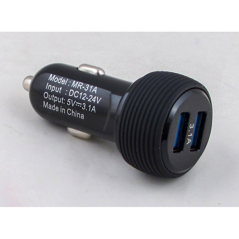 Зарядное устройство (2 USB,без шн.) 5V 2,1/1A прикур. MR-31A черный