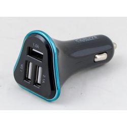 Зарядное устройство (3 USB,без шн.) 5V 2,1+1A+1A прикур. KO-15 зеленый/черный