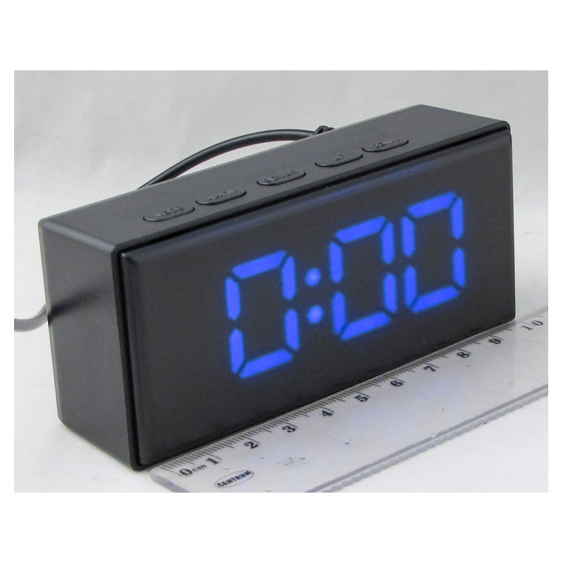 Часы-будильник электронные NA-6093-5 синие цифры)