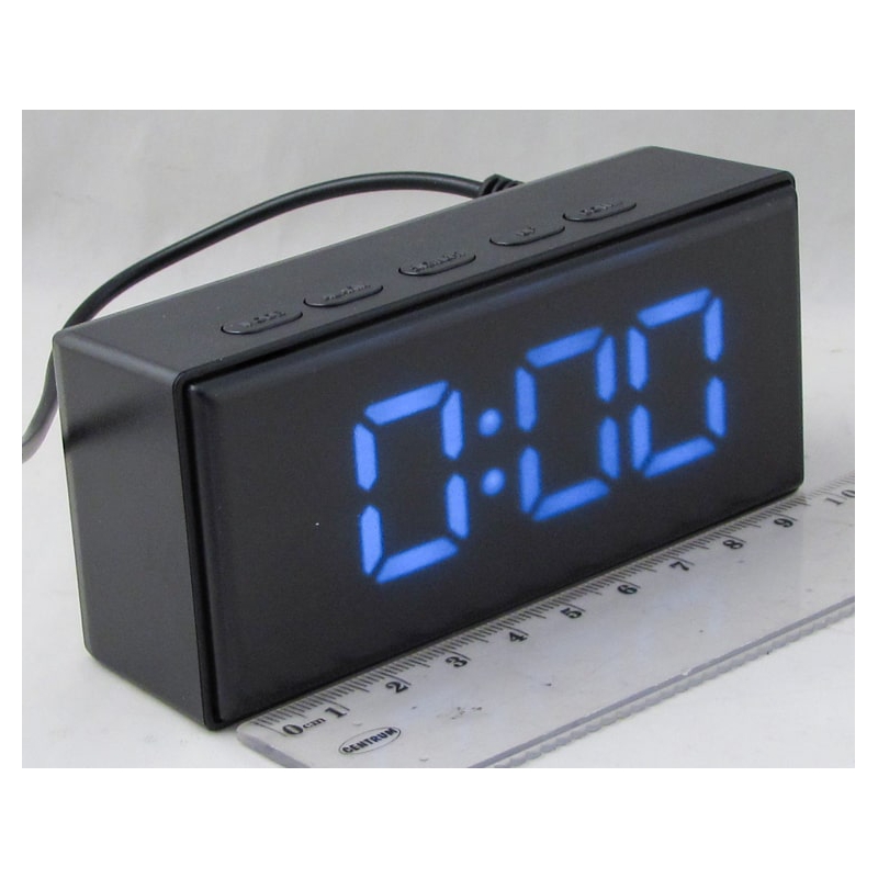 Часы-будильник электронные NA-6093-6 белые цифры)