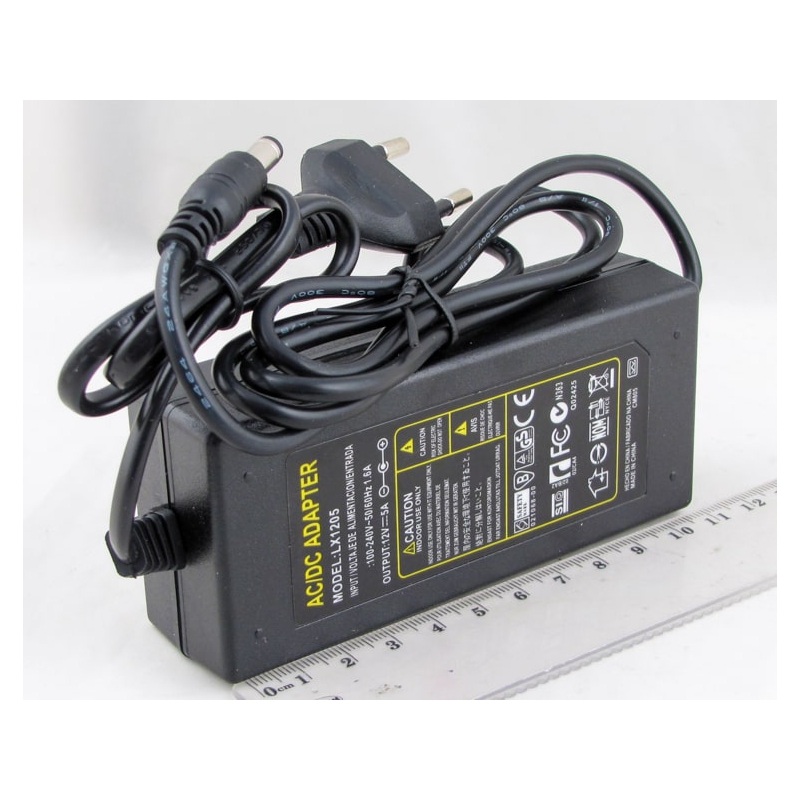 Блок питания (12V 5A) №12-502 толст. шт. (5,5*2,5)